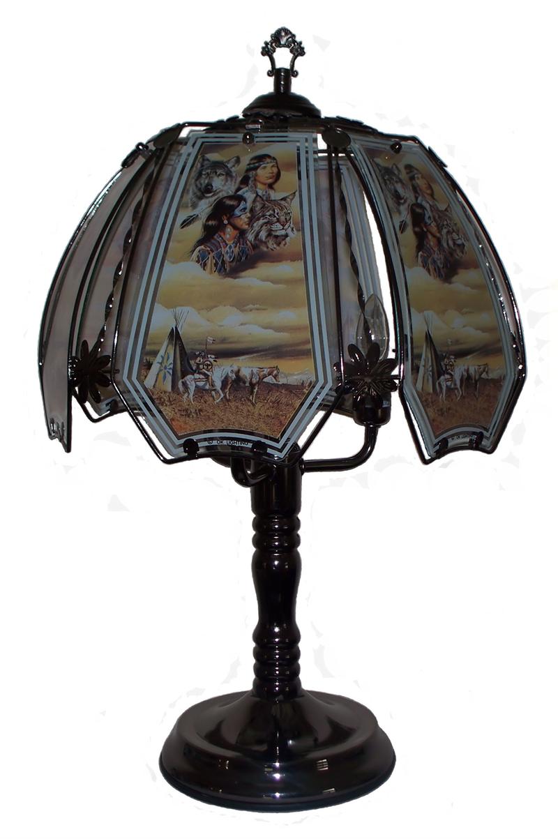 Native American Touch Lamp Indian Scene Native American Indian Scene Black Chrome Touch Lamp