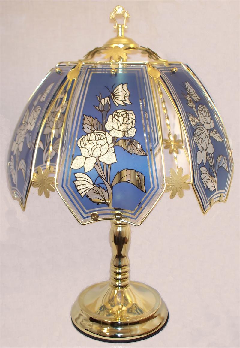 Rose Erfly Blue Brass Touch Lamp